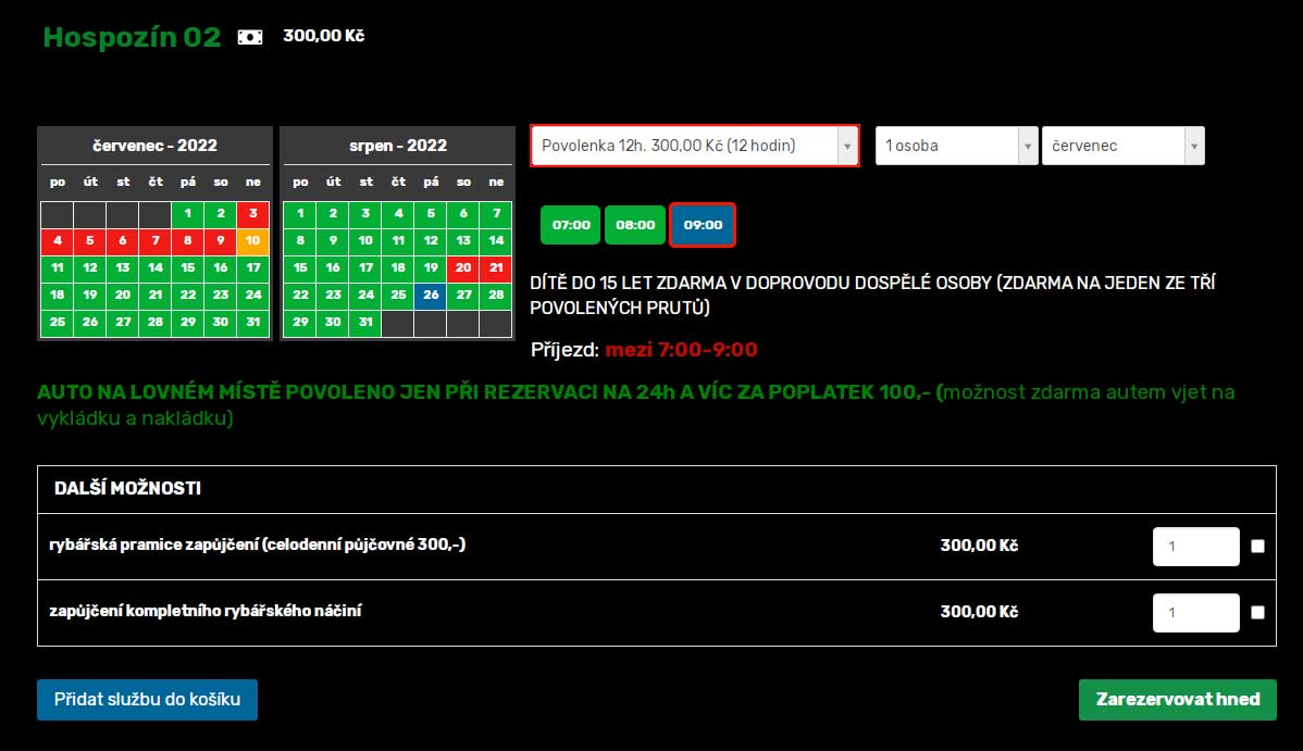 rybari - rezervacni system